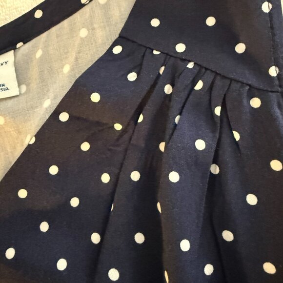 NWT Old Navy VNeck Blue Sleeveless Top w White Polka Dots Keyhole Back Womens XL - Picture 3 of 7
